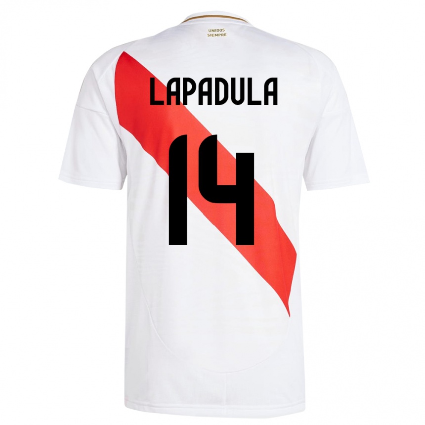 Gyermek Labdarúgás Peru Gianluca Lapadula #14 Fehér Hazai Jersey 24-26 Mez Póló Ing