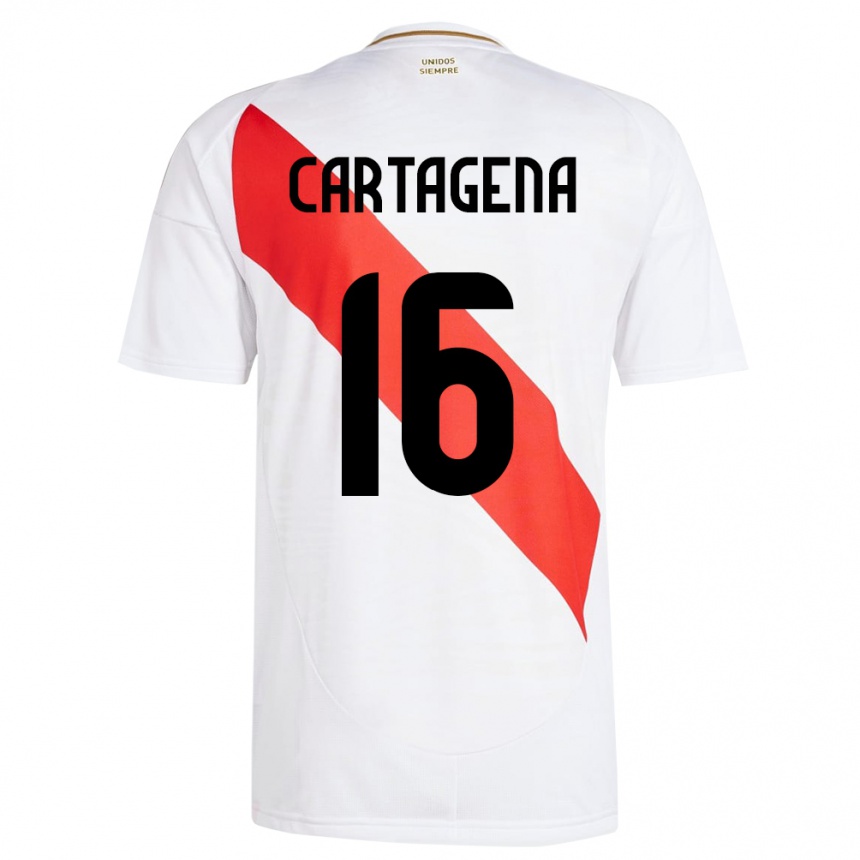 Gyermek Labdarúgás Peru Wilder Cartagena #16 Fehér Hazai Jersey 24-26 Mez Póló Ing