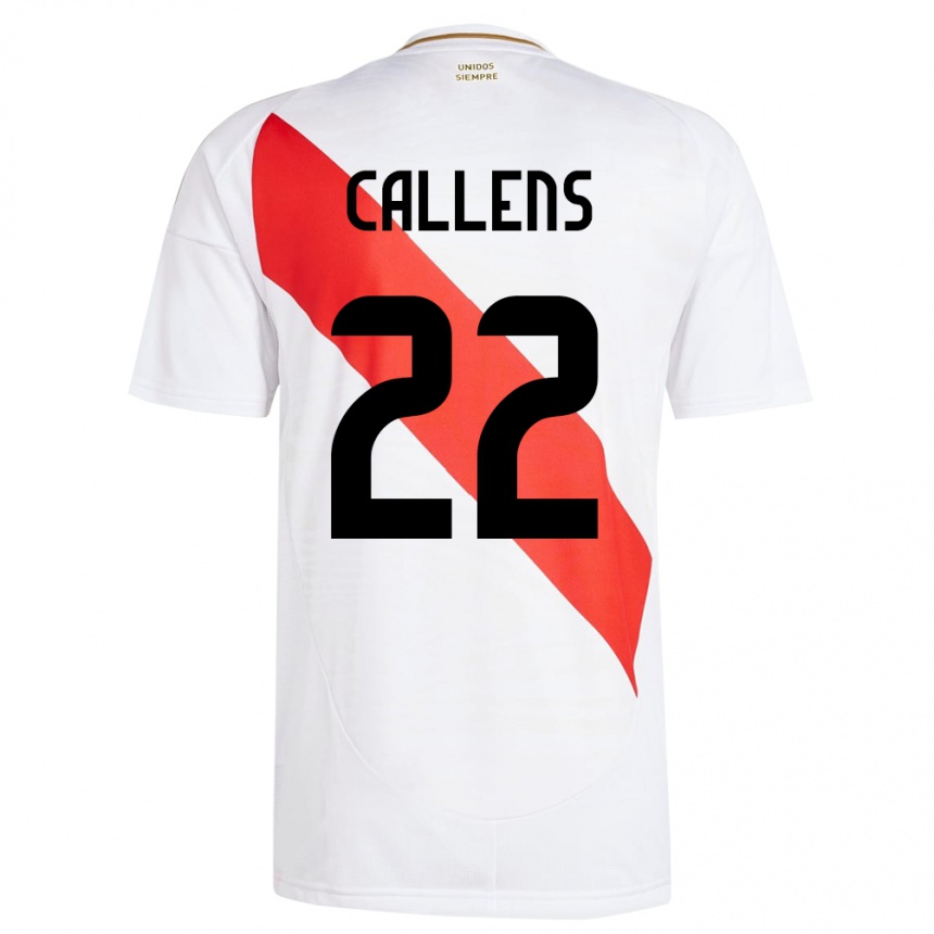 Gyermek Labdarúgás Peru Alexander Callens #22 Fehér Hazai Jersey 24-26 Mez Póló Ing