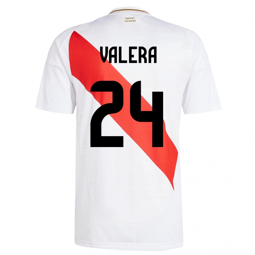 Gyermek Labdarúgás Peru Álex Valera #24 Fehér Hazai Jersey 24-26 Mez Póló Ing