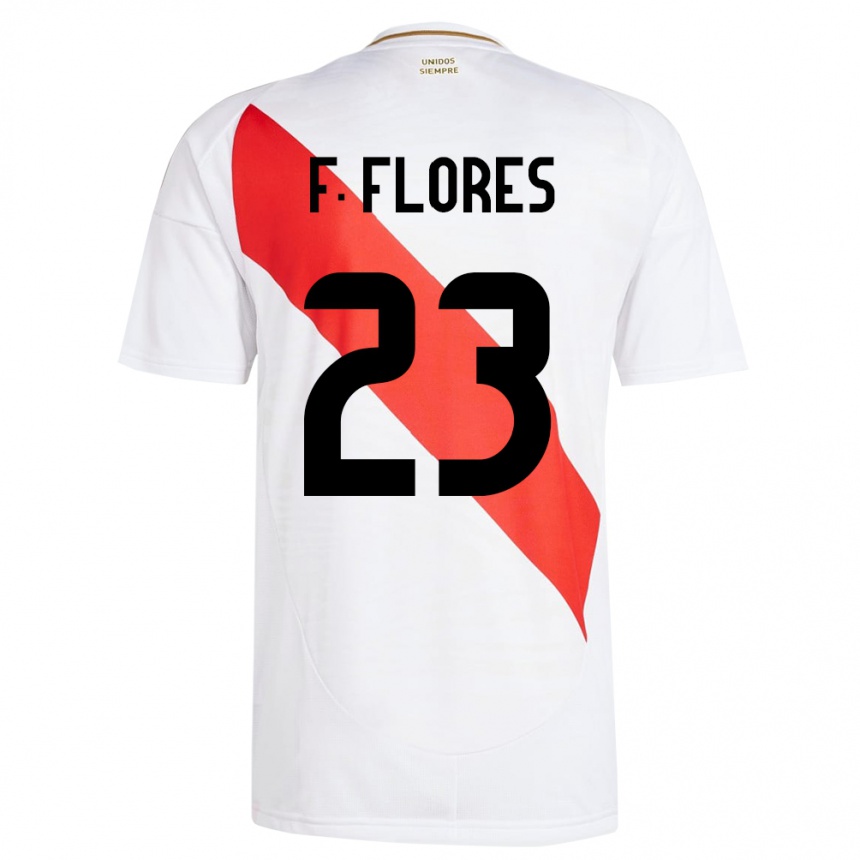 Gyermek Labdarúgás Peru Franchesco Flores #23 Fehér Hazai Jersey 24-26 Mez Póló Ing