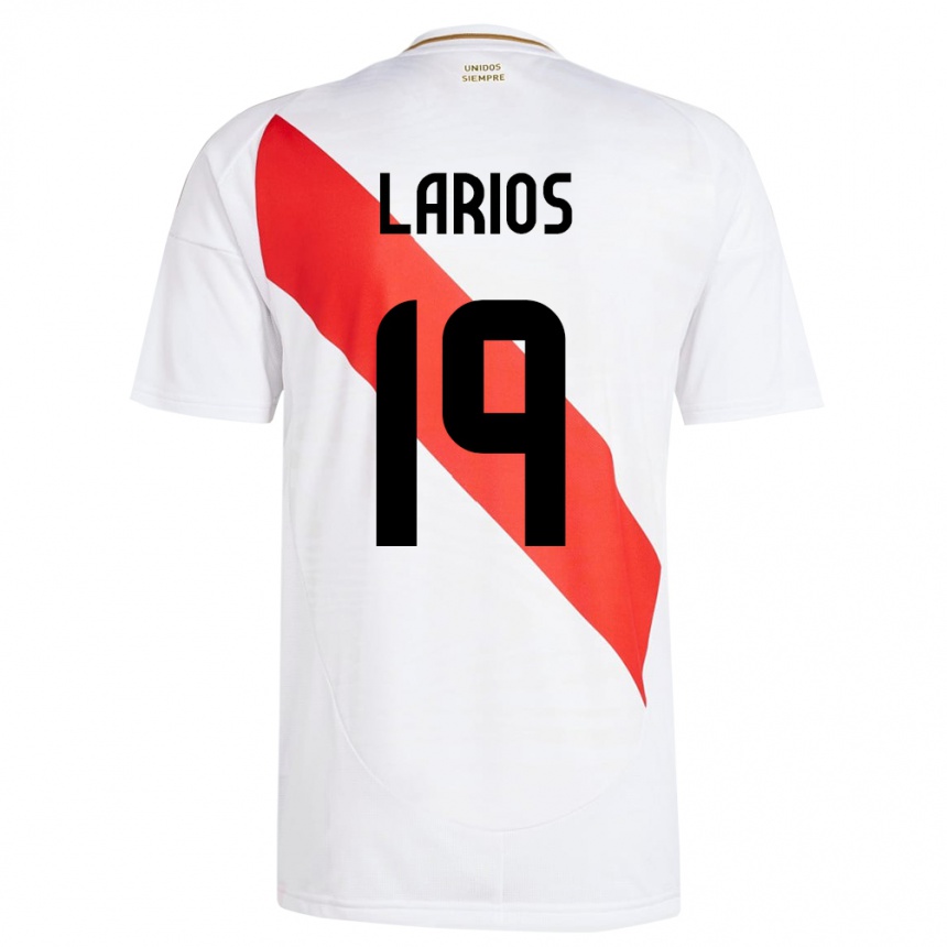 Gyermek Labdarúgás Peru Guillermo Larios #19 Fehér Hazai Jersey 24-26 Mez Póló Ing