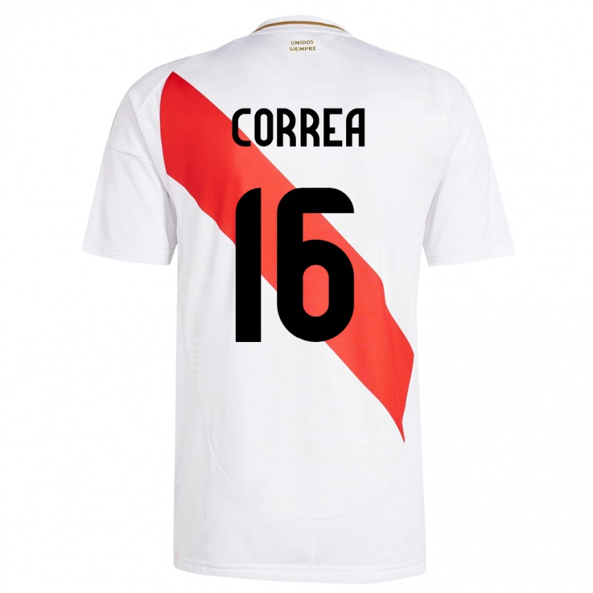 Gyermek Labdarúgás Peru Eslyn Correa #16 Fehér Hazai Jersey 24-26 Mez Póló Ing