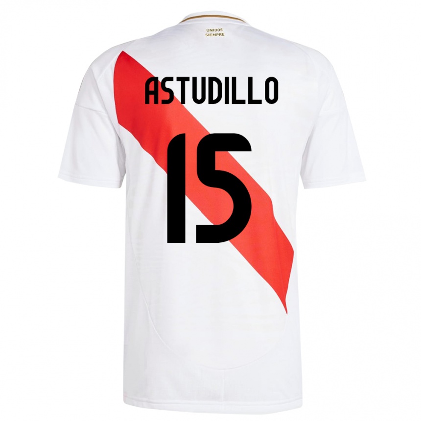 Gyermek Labdarúgás Peru Julinho Astudillo #15 Fehér Hazai Jersey 24-26 Mez Póló Ing