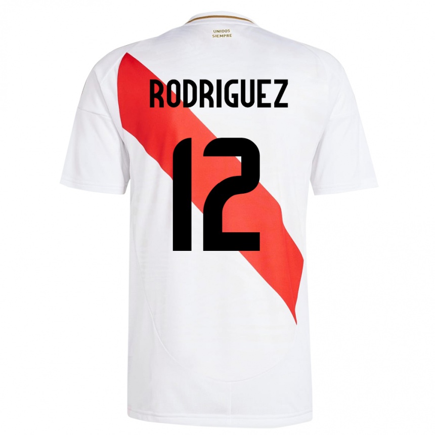 Gyermek Labdarúgás Peru Jhefferson Rodríguez #12 Fehér Hazai Jersey 24-26 Mez Póló Ing