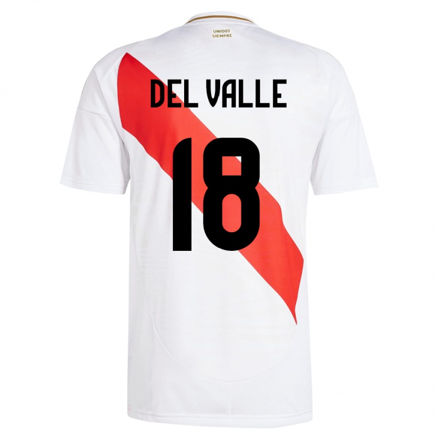 Gyermek Labdarúgás Peru Yamir Del Valle #18 Fehér Hazai Jersey 24-26 Mez Póló Ing