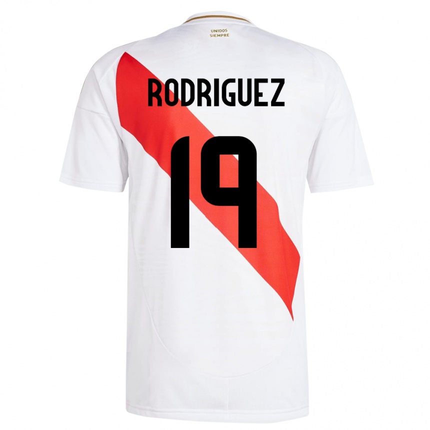 Gyermek Labdarúgás Peru Mateo Rodríguez #19 Fehér Hazai Jersey 24-26 Mez Póló Ing