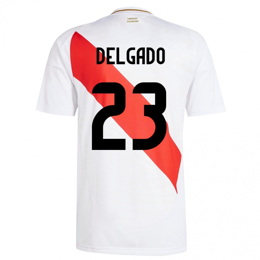 Gyermek Labdarúgás Peru Valentino Delgado #23 Fehér Hazai Jersey 24-26 Mez Póló Ing