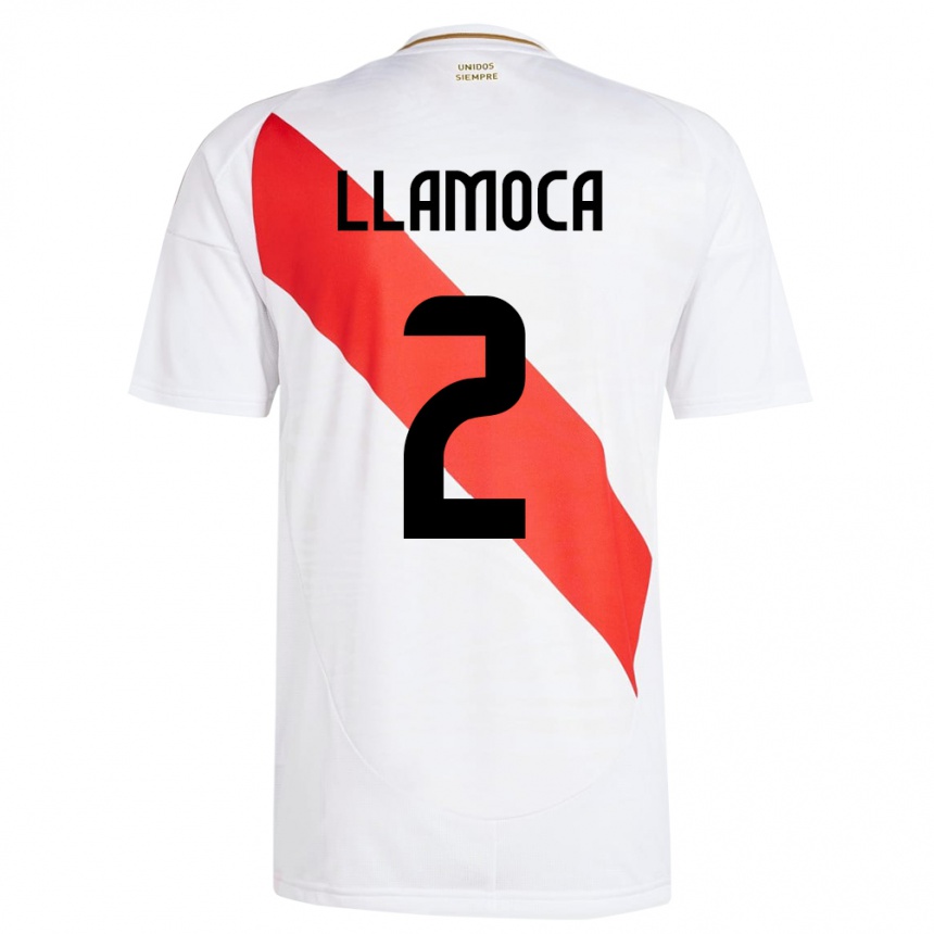 Gyermek Labdarúgás Peru Braelynn Llamoca #2 Fehér Hazai Jersey 24-26 Mez Póló Ing