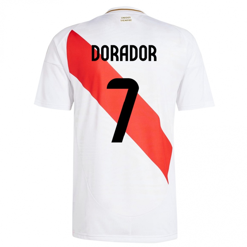 Gyermek Labdarúgás Peru Sandy Dorador #7 Fehér Hazai Jersey 24-26 Mez Póló Ing