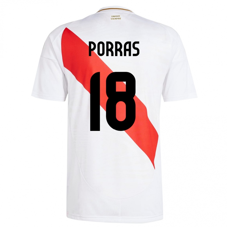 Gyermek Labdarúgás Peru Sashenka Porras #18 Fehér Hazai Jersey 24-26 Mez Póló Ing