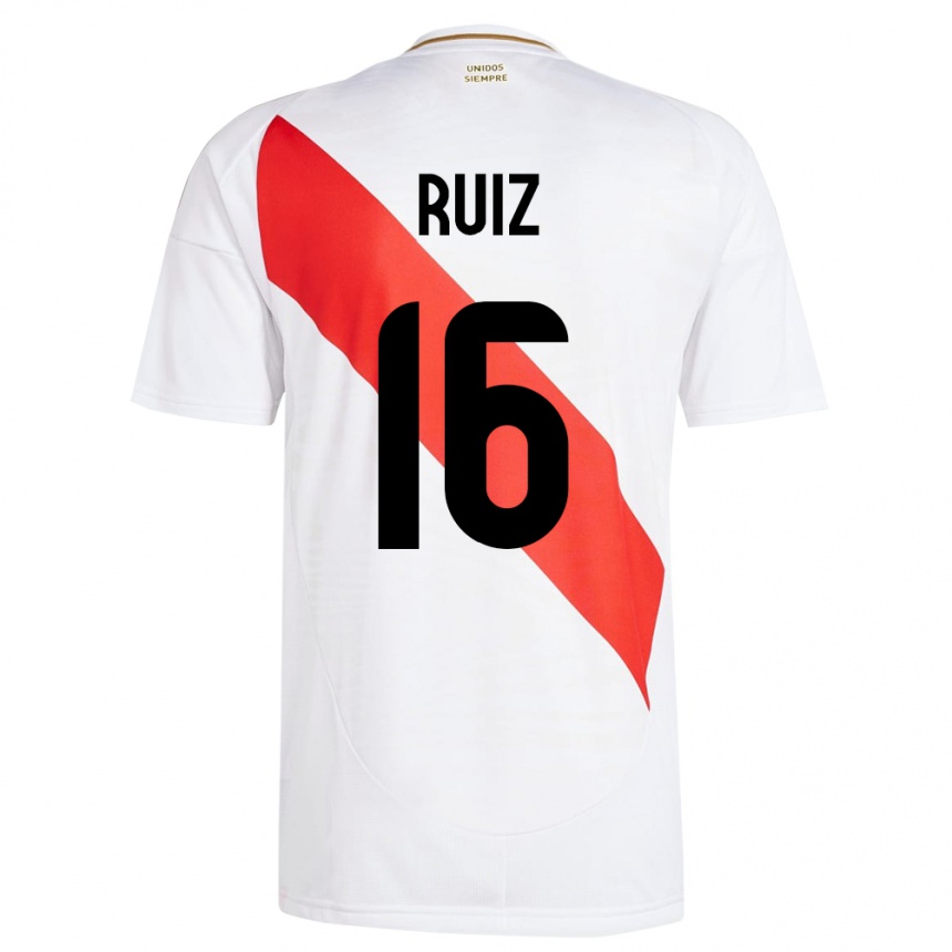 Gyermek Labdarúgás Peru Birka Ruiz #16 Fehér Hazai Jersey 24-26 Mez Póló Ing