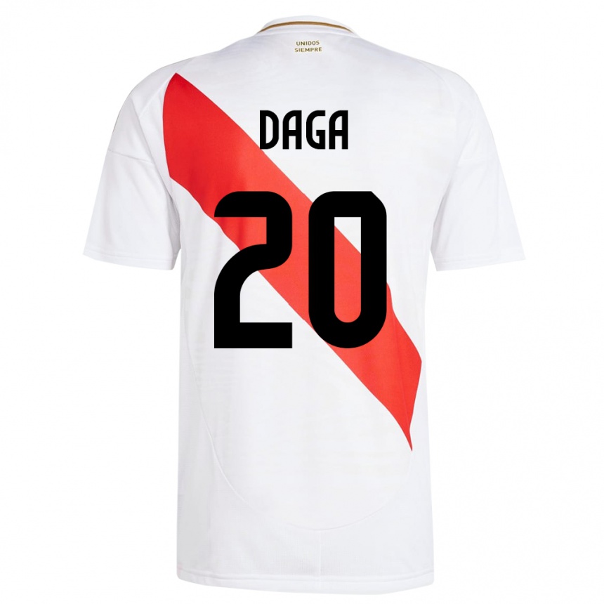 Gyermek Labdarúgás Peru Azucena Daga #20 Fehér Hazai Jersey 24-26 Mez Póló Ing