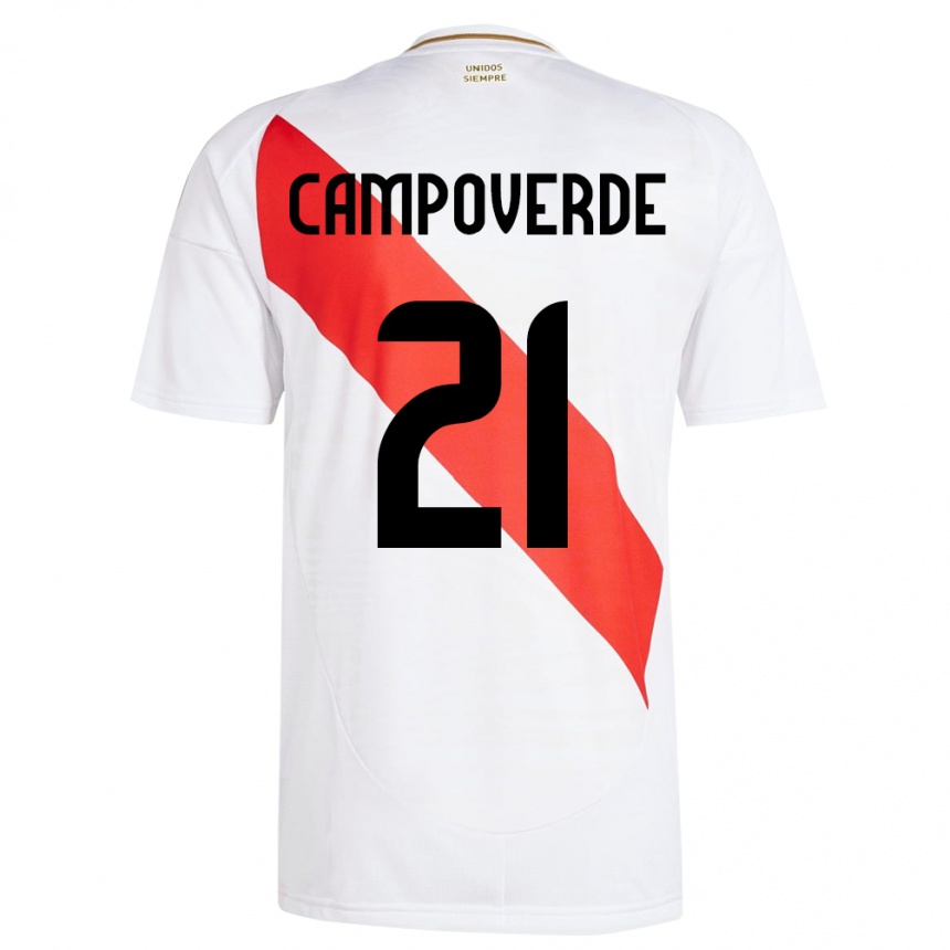 Gyermek Labdarúgás Peru Luz Campoverde #21 Fehér Hazai Jersey 24-26 Mez Póló Ing