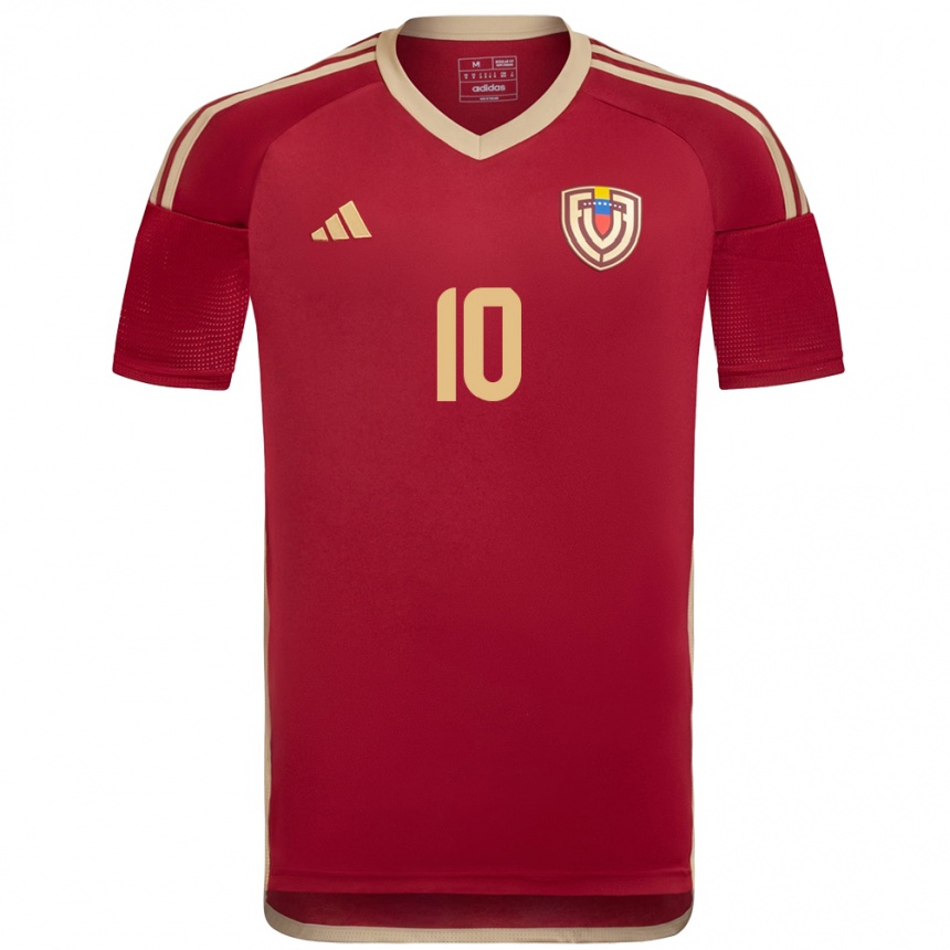 Gyermek Labdarúgás Venezuela José Riasco #10 Burgundia Hazai Jersey 24-26 Mez Póló Ing