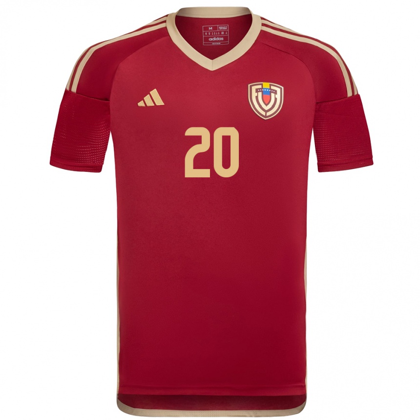 Gyermek Labdarúgás Venezuela Wilker Ángel #20 Burgundia Hazai Jersey 24-26 Mez Póló Ing