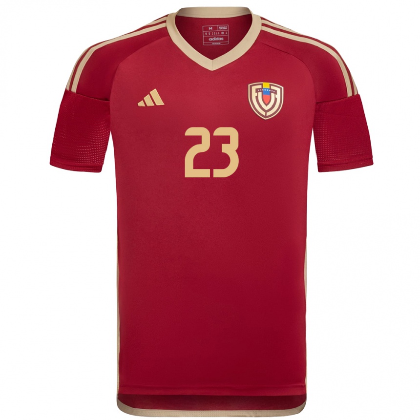 Gyermek Labdarúgás Venezuela Salomón Rondón #23 Burgundia Hazai Jersey 24-26 Mez Póló Ing