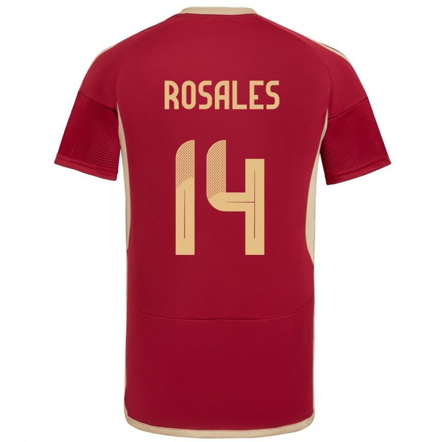 Gyermek Labdarúgás Venezuela Roberto Rosales #14 Burgundia Hazai Jersey 24-26 Mez Póló Ing