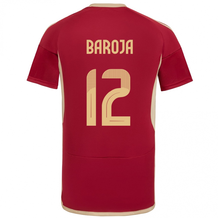 Gyermek Labdarúgás Venezuela Alain Baroja #12 Burgundia Hazai Jersey 24-26 Mez Póló Ing