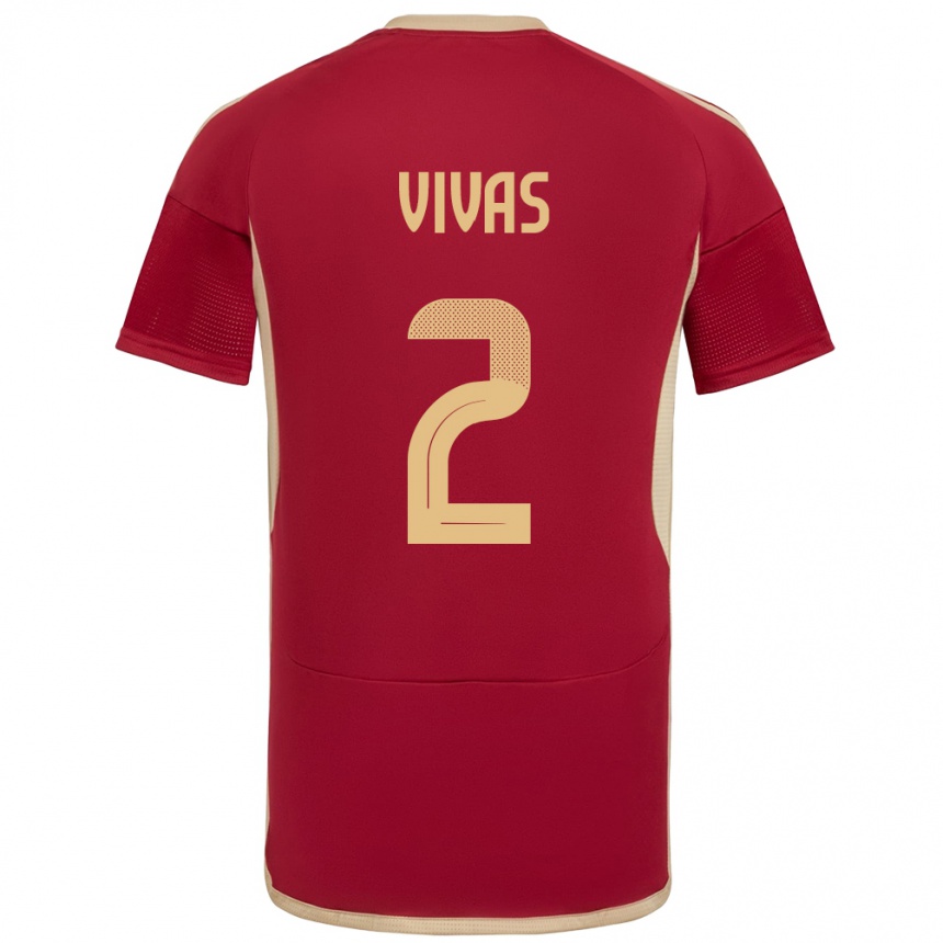 Gyermek Labdarúgás Venezuela Carlos Vivas #2 Burgundia Hazai Jersey 24-26 Mez Póló Ing