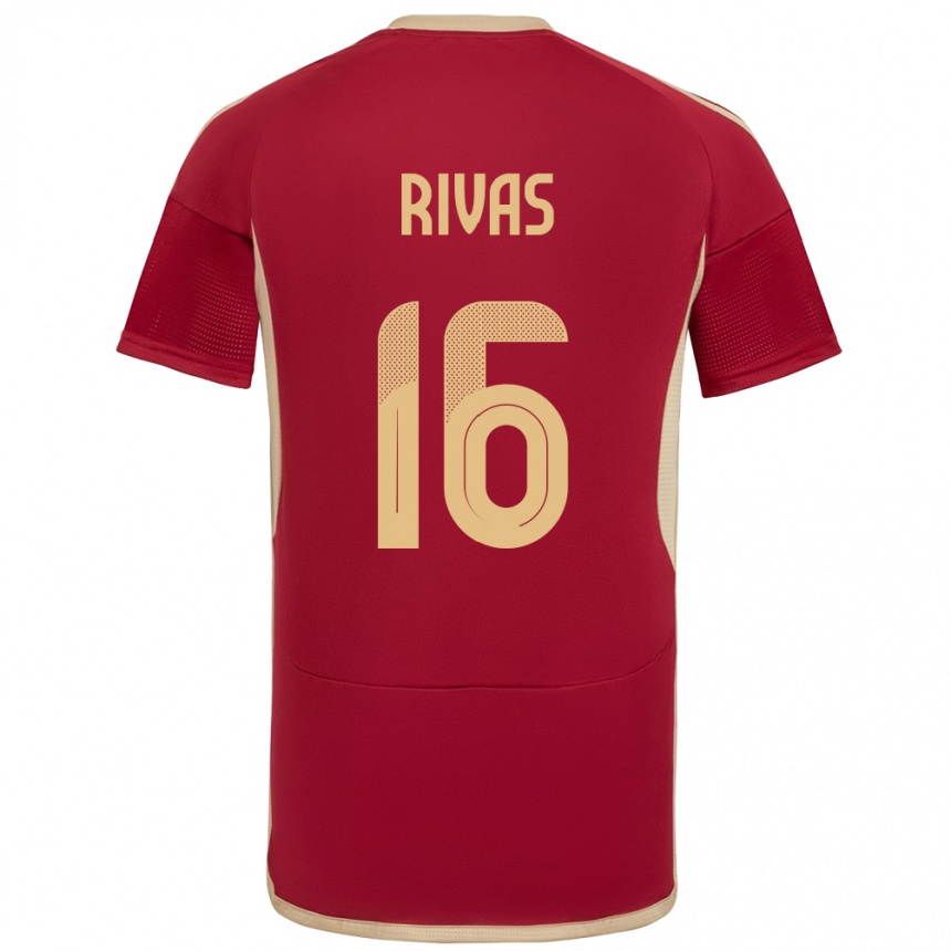 Gyermek Labdarúgás Venezuela Renne Rivas #16 Burgundia Hazai Jersey 24-26 Mez Póló Ing