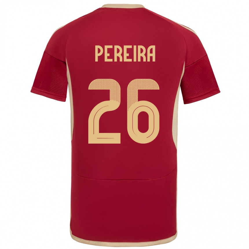 Gyermek Labdarúgás Venezuela Daniel Pereira #26 Burgundia Hazai Jersey 24-26 Mez Póló Ing