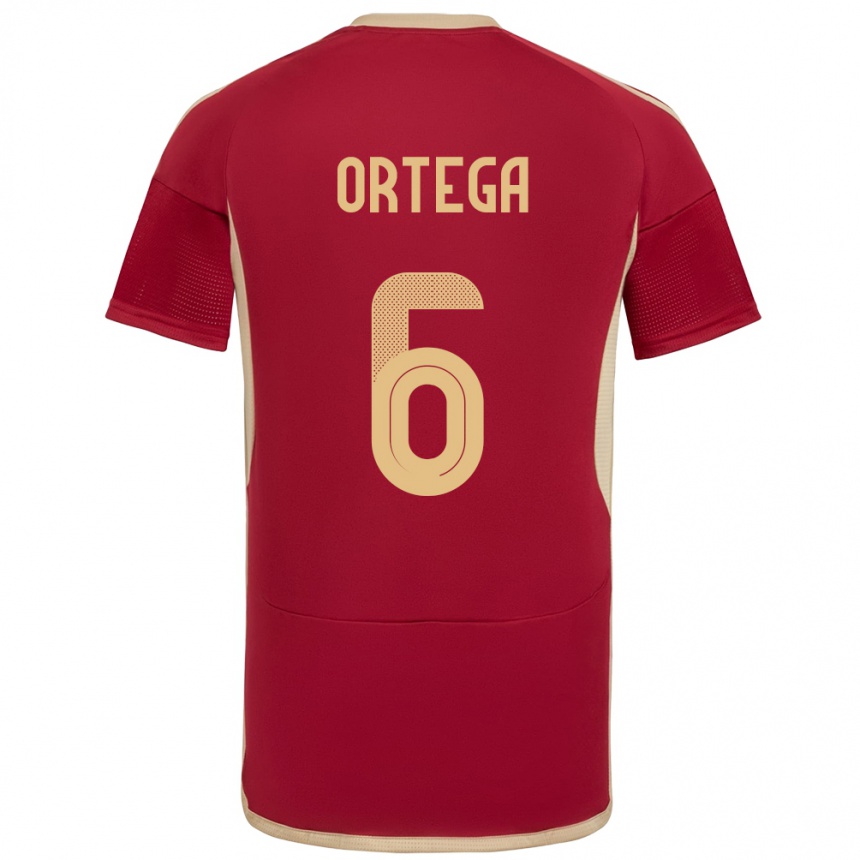 Gyermek Labdarúgás Venezuela Bryant Ortega #6 Burgundia Hazai Jersey 24-26 Mez Póló Ing