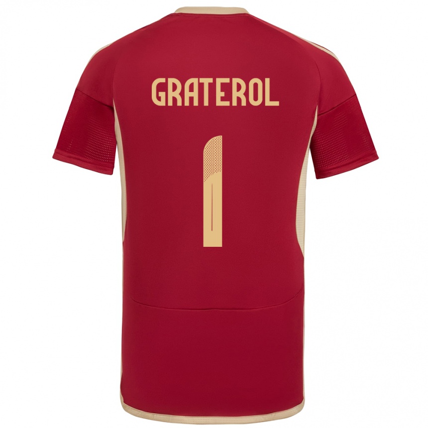 Gyermek Labdarúgás Venezuela Joel Graterol #1 Burgundia Hazai Jersey 24-26 Mez Póló Ing