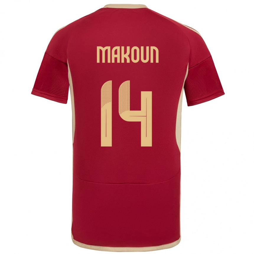 Gyermek Labdarúgás Venezuela Christian Makoun #14 Burgundia Hazai Jersey 24-26 Mez Póló Ing