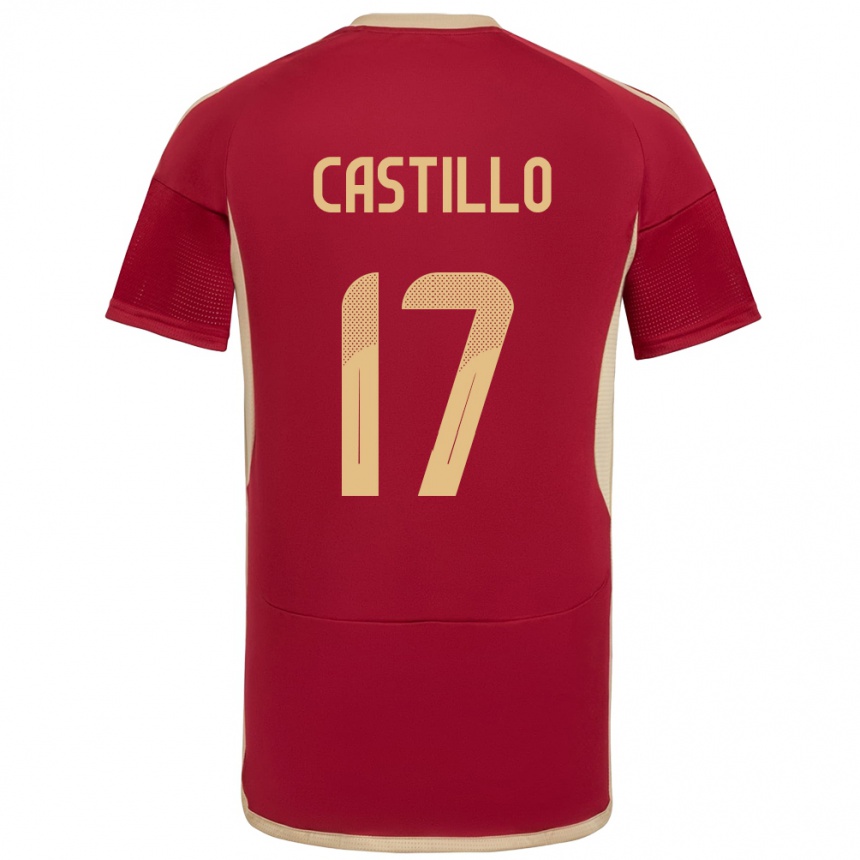 Gyermek Labdarúgás Venezuela Edson Castillo #17 Burgundia Hazai Jersey 24-26 Mez Póló Ing