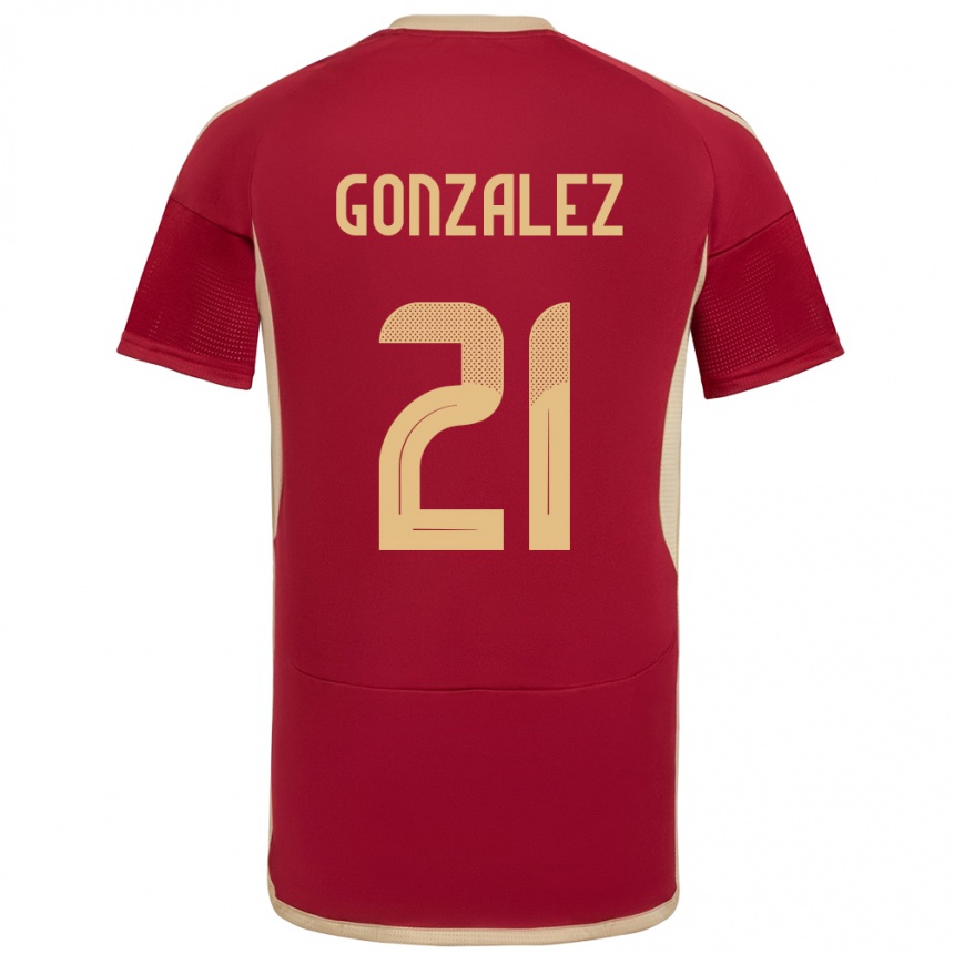 Gyermek Labdarúgás Venezuela Alexander González #21 Burgundia Hazai Jersey 24-26 Mez Póló Ing