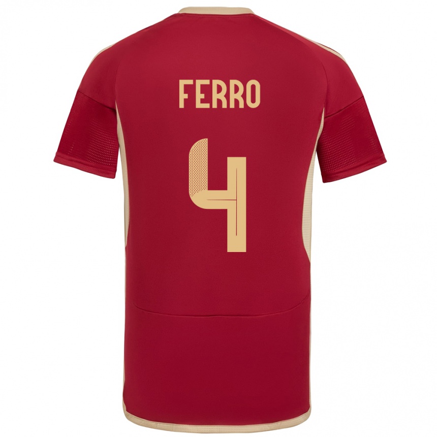 Gyermek Labdarúgás Venezuela Andrés Ferro #4 Burgundia Hazai Jersey 24-26 Mez Póló Ing