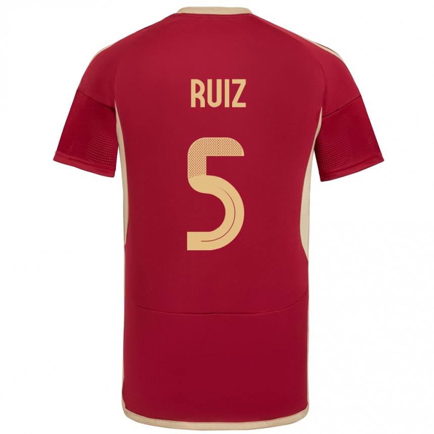 Gyermek Labdarúgás Venezuela Emerson Ruíz #5 Burgundia Hazai Jersey 24-26 Mez Póló Ing