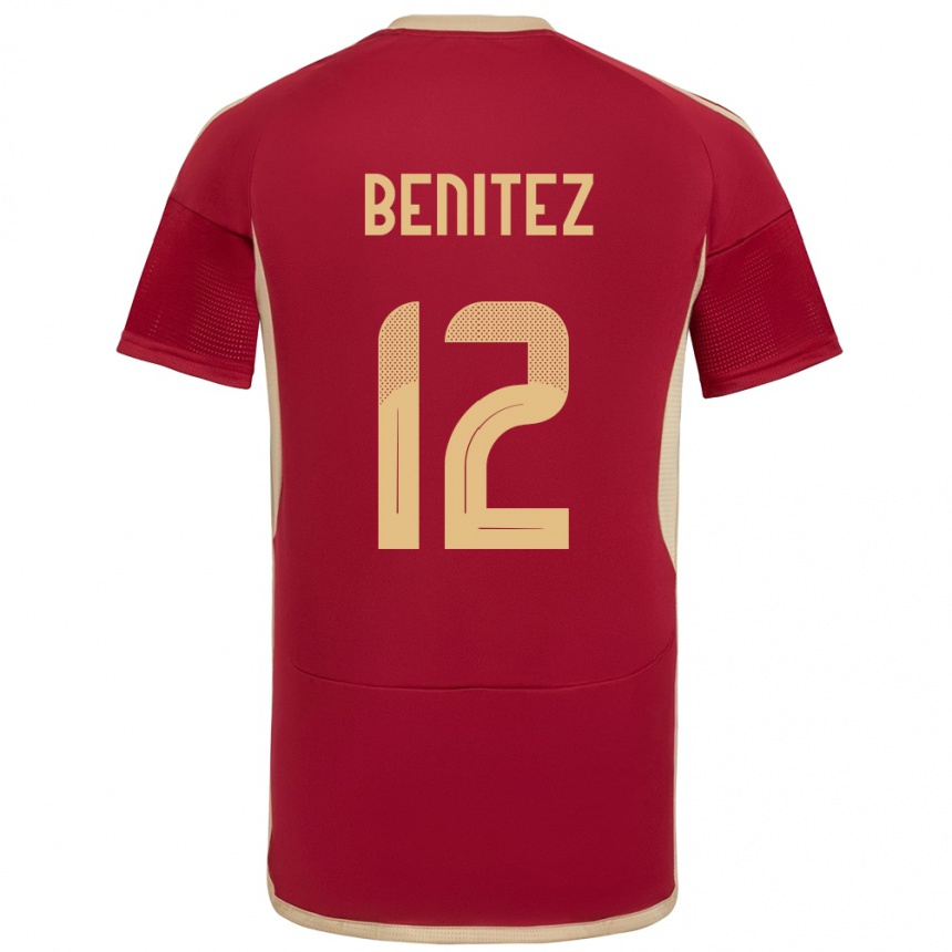 Gyermek Labdarúgás Venezuela Frankarlos Benítez #12 Burgundia Hazai Jersey 24-26 Mez Póló Ing