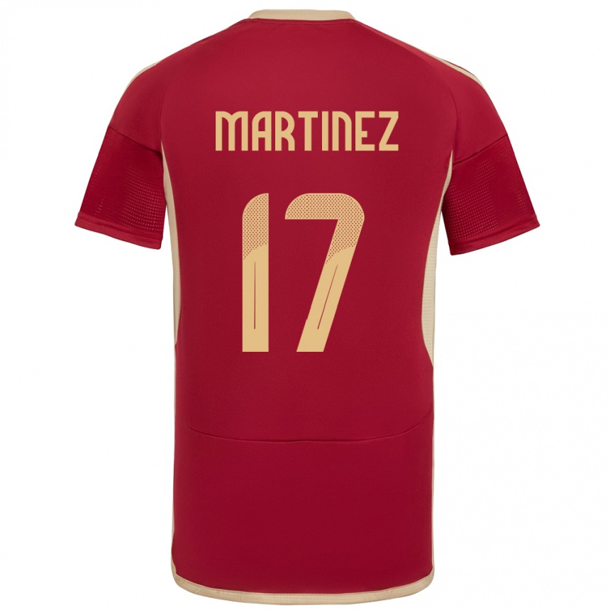 Gyermek Labdarúgás Venezuela David Martínez #17 Burgundia Hazai Jersey 24-26 Mez Póló Ing