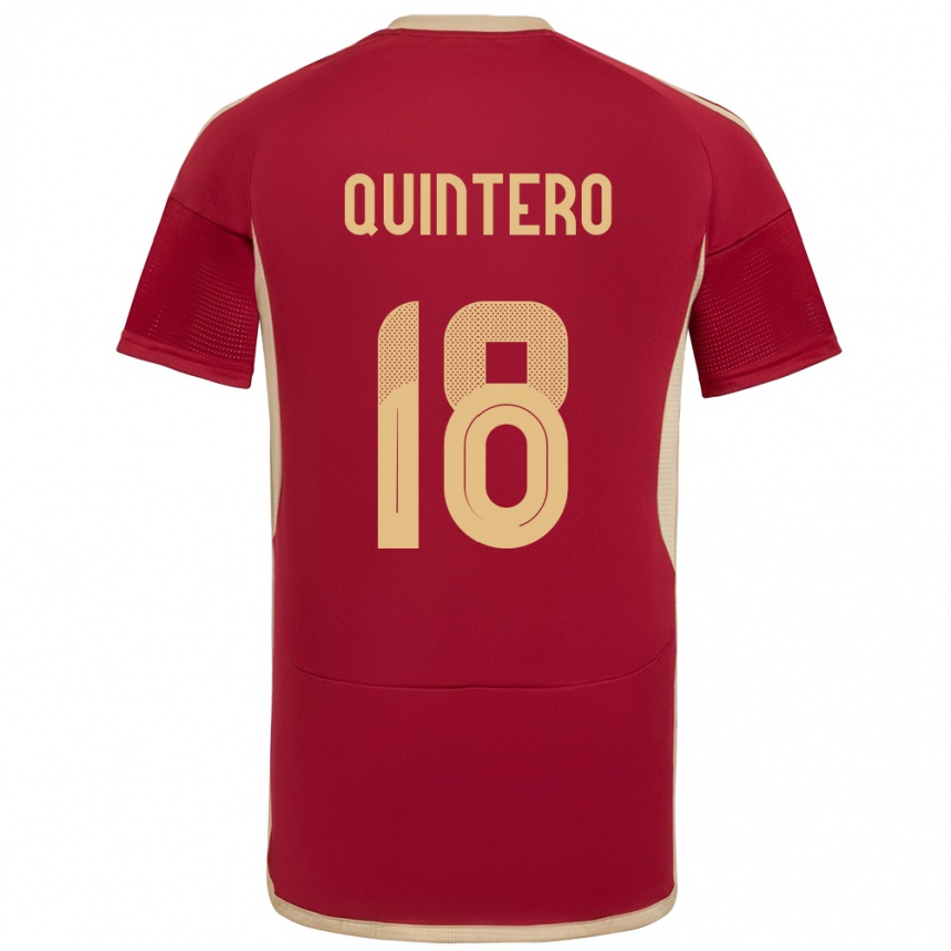 Gyermek Labdarúgás Venezuela Jesús Quintero #18 Burgundia Hazai Jersey 24-26 Mez Póló Ing