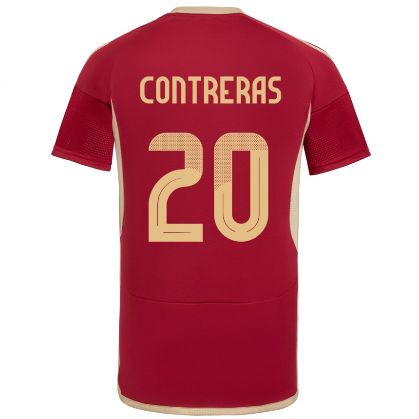 Gyermek Labdarúgás Venezuela Anderson Contreras #20 Burgundia Hazai Jersey 24-26 Mez Póló Ing