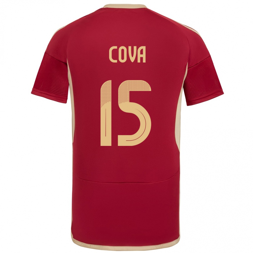 Gyermek Labdarúgás Venezuela Adrián Cova #15 Burgundia Hazai Jersey 24-26 Mez Póló Ing