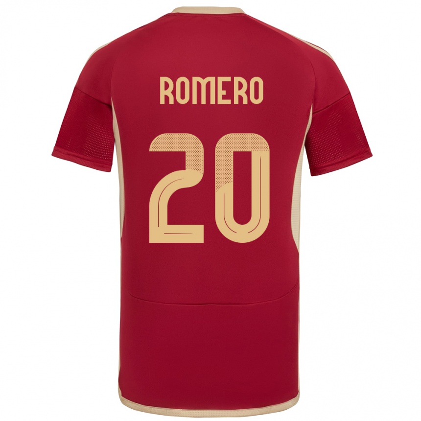 Gyermek Labdarúgás Venezuela Andrés Romero #20 Burgundia Hazai Jersey 24-26 Mez Póló Ing