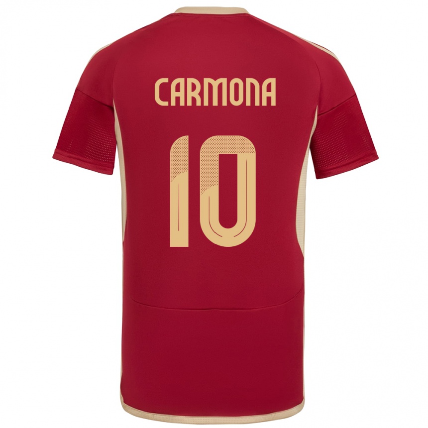 Gyermek Labdarúgás Venezuela Wikelman Carmona #10 Burgundia Hazai Jersey 24-26 Mez Póló Ing