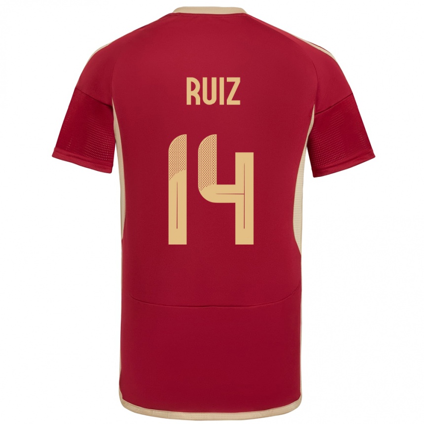 Gyermek Labdarúgás Venezuela Maicol Ruiz #14 Burgundia Hazai Jersey 24-26 Mez Póló Ing