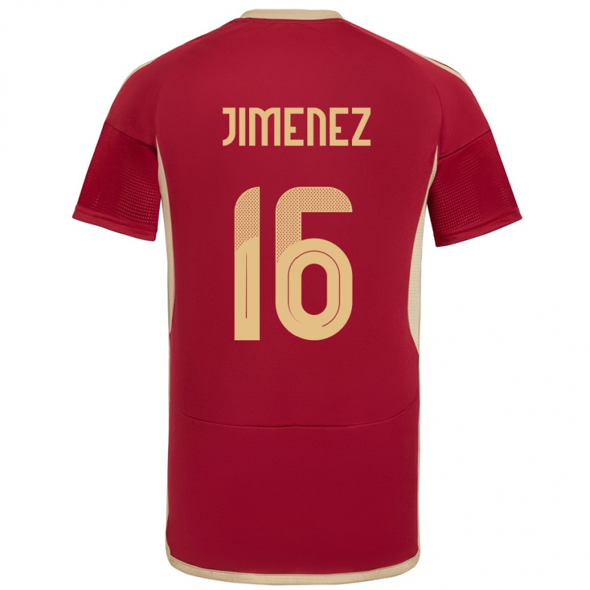 Gyermek Labdarúgás Venezuela Néstor Jiménez #16 Burgundia Hazai Jersey 24-26 Mez Póló Ing