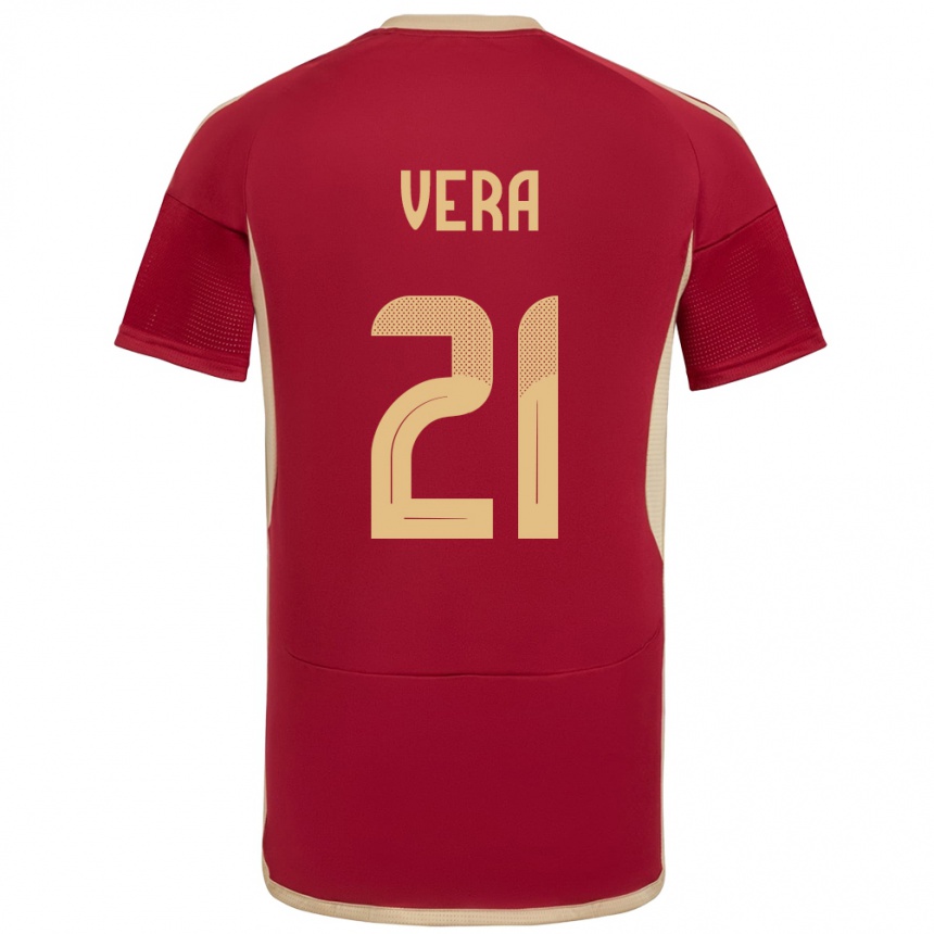 Gyermek Labdarúgás Venezuela Andry Vera #21 Burgundia Hazai Jersey 24-26 Mez Póló Ing