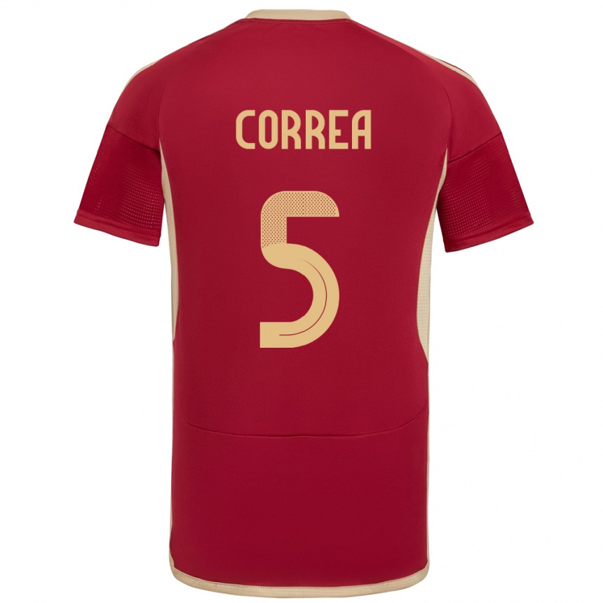 Gyermek Labdarúgás Venezuela José Correa #5 Burgundia Hazai Jersey 24-26 Mez Póló Ing