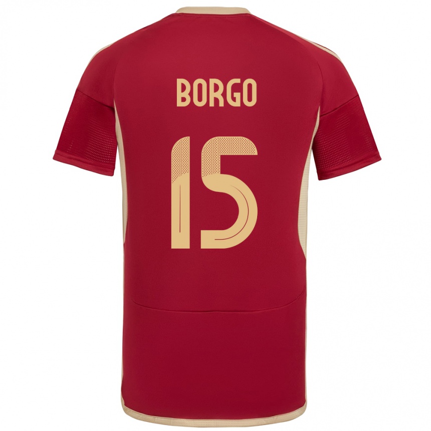 Gyermek Labdarúgás Venezuela Ángel Borgo #15 Burgundia Hazai Jersey 24-26 Mez Póló Ing