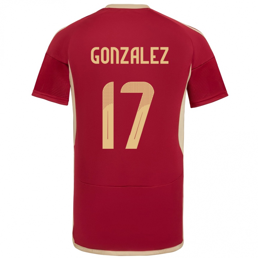 Gyermek Labdarúgás Venezuela Mayken González #17 Burgundia Hazai Jersey 24-26 Mez Póló Ing