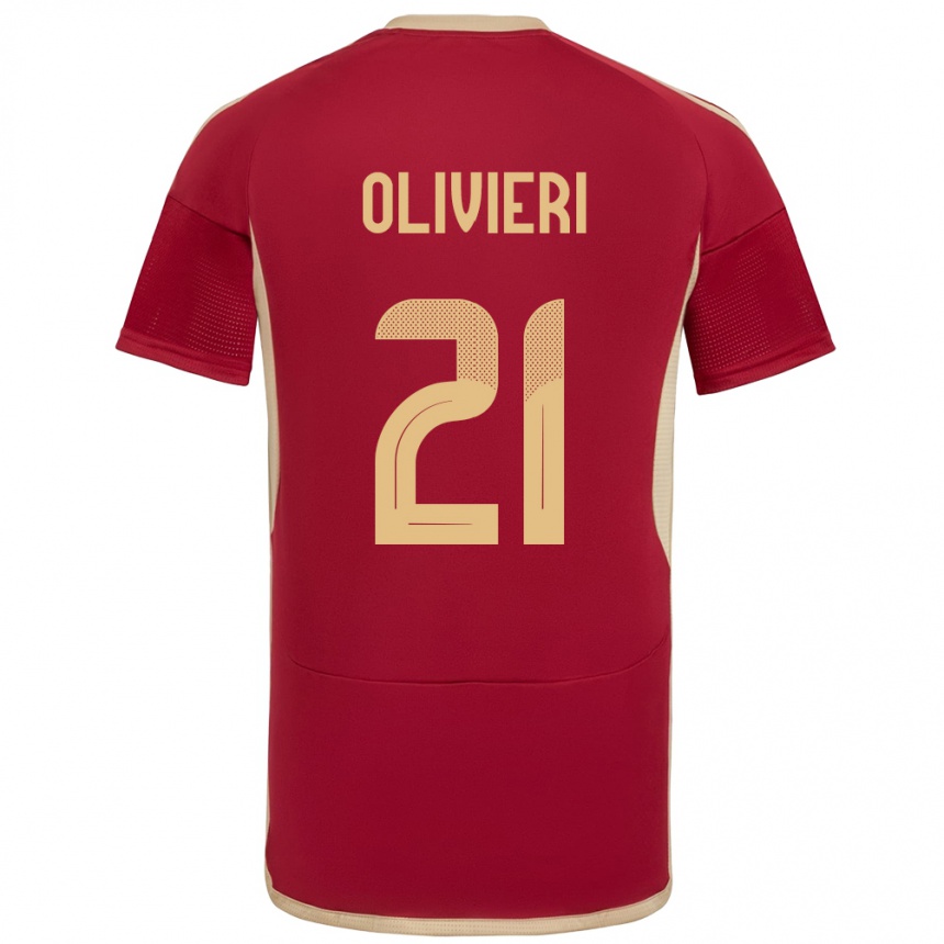 Gyermek Labdarúgás Venezuela Bárbara Olivieri #21 Burgundia Hazai Jersey 24-26 Mez Póló Ing