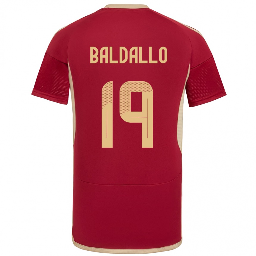 Gyermek Labdarúgás Venezuela Micheel Baldallo #19 Burgundia Hazai Jersey 24-26 Mez Póló Ing