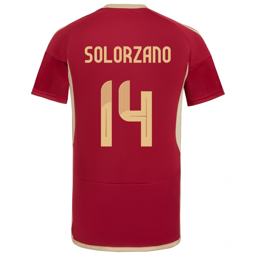 Gyermek Labdarúgás Venezuela Fabiola Solórzano #14 Burgundia Hazai Jersey 24-26 Mez Póló Ing