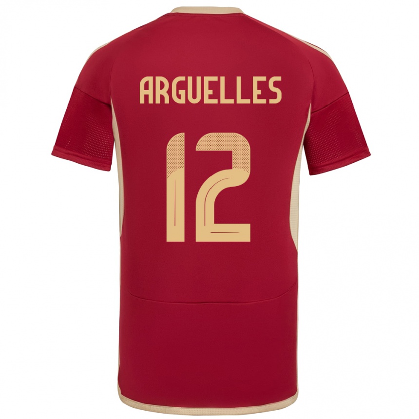 Gyermek Labdarúgás Venezuela Wilmary Argüelles #12 Burgundia Hazai Jersey 24-26 Mez Póló Ing